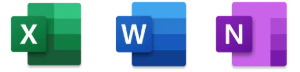 Apps voor leerlingvolgbestanden Logo van Excel, Word, OneNote