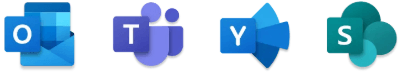Apps voor mededelingen Logo van Outlook, Teams, Yammer en SharePoint