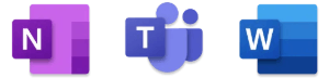 Apps voor notulen Logo van OneNote, Teams, Word