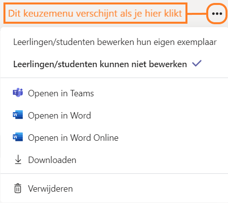 Keuzemenu bij toegevoegd bestand