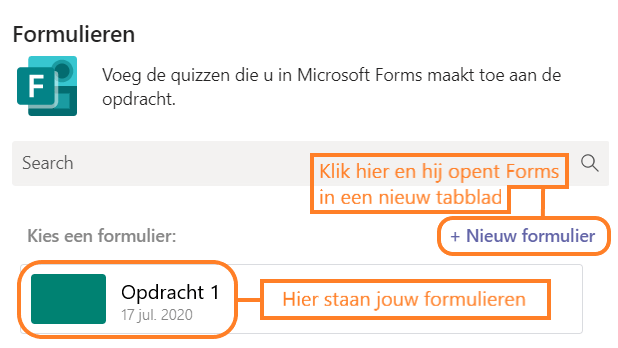 Formulier kiezen of maken
