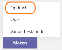 Knop nieuwe opdracht maken