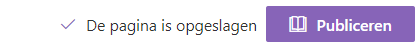 De knop 'Publiceren' bovenaan elke pagina