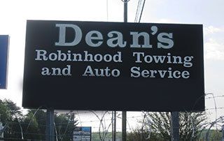 Dean's Robinhood Towing Sign