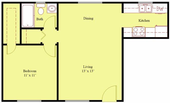 1 Bedroom Floorplan