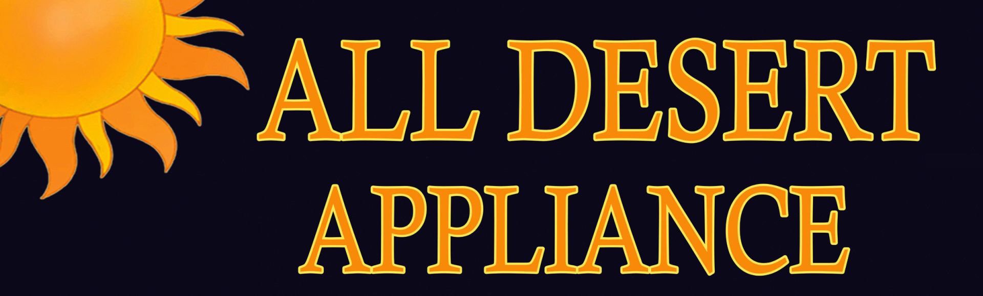 A logo for all desert appliance with a sun in the background