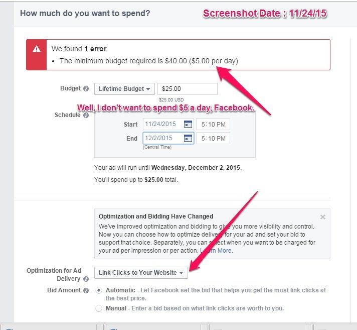 FB Ad Budget Error