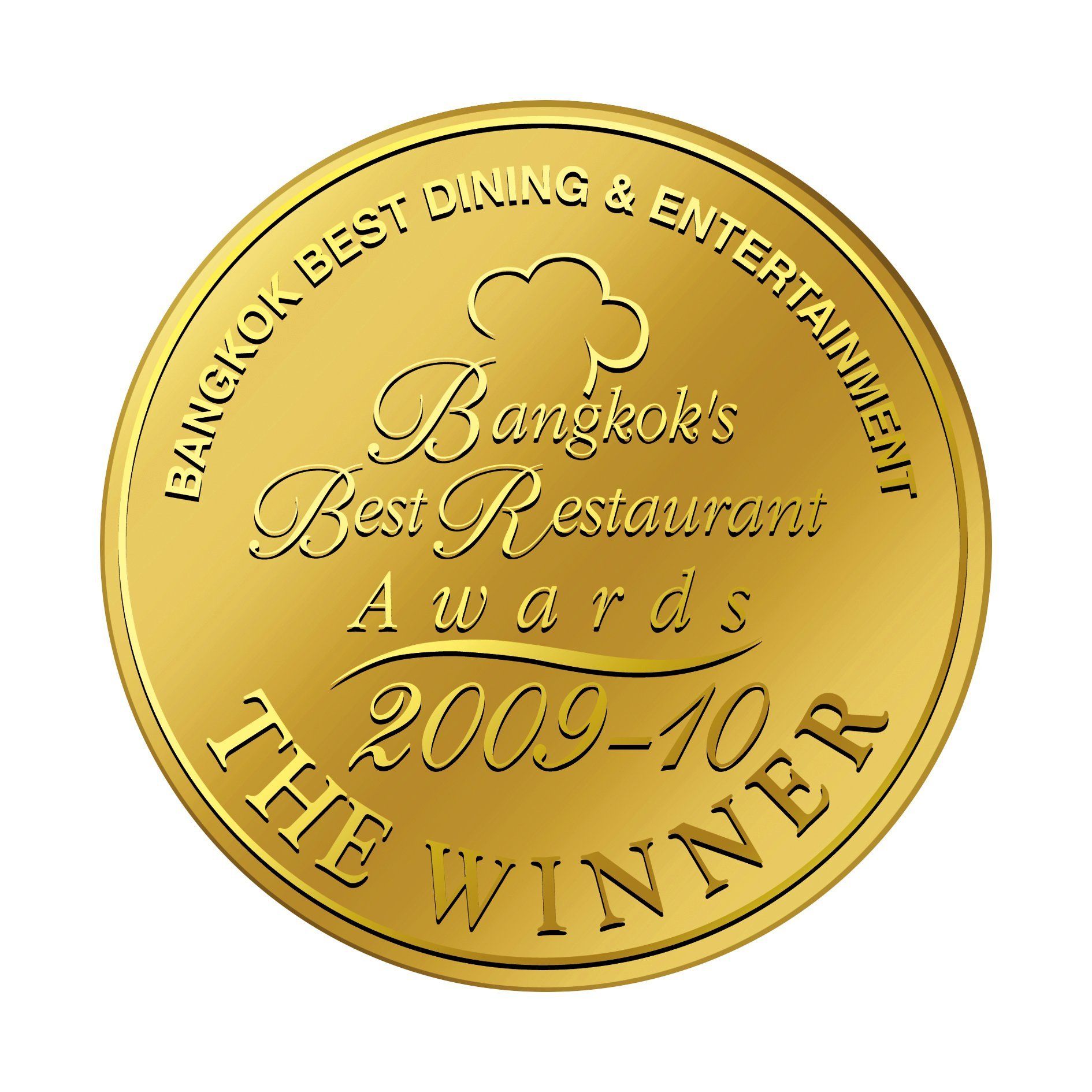 A gold coin that says bangkok best restaurant awards 2009-10