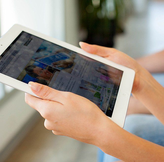 woman looking at products online