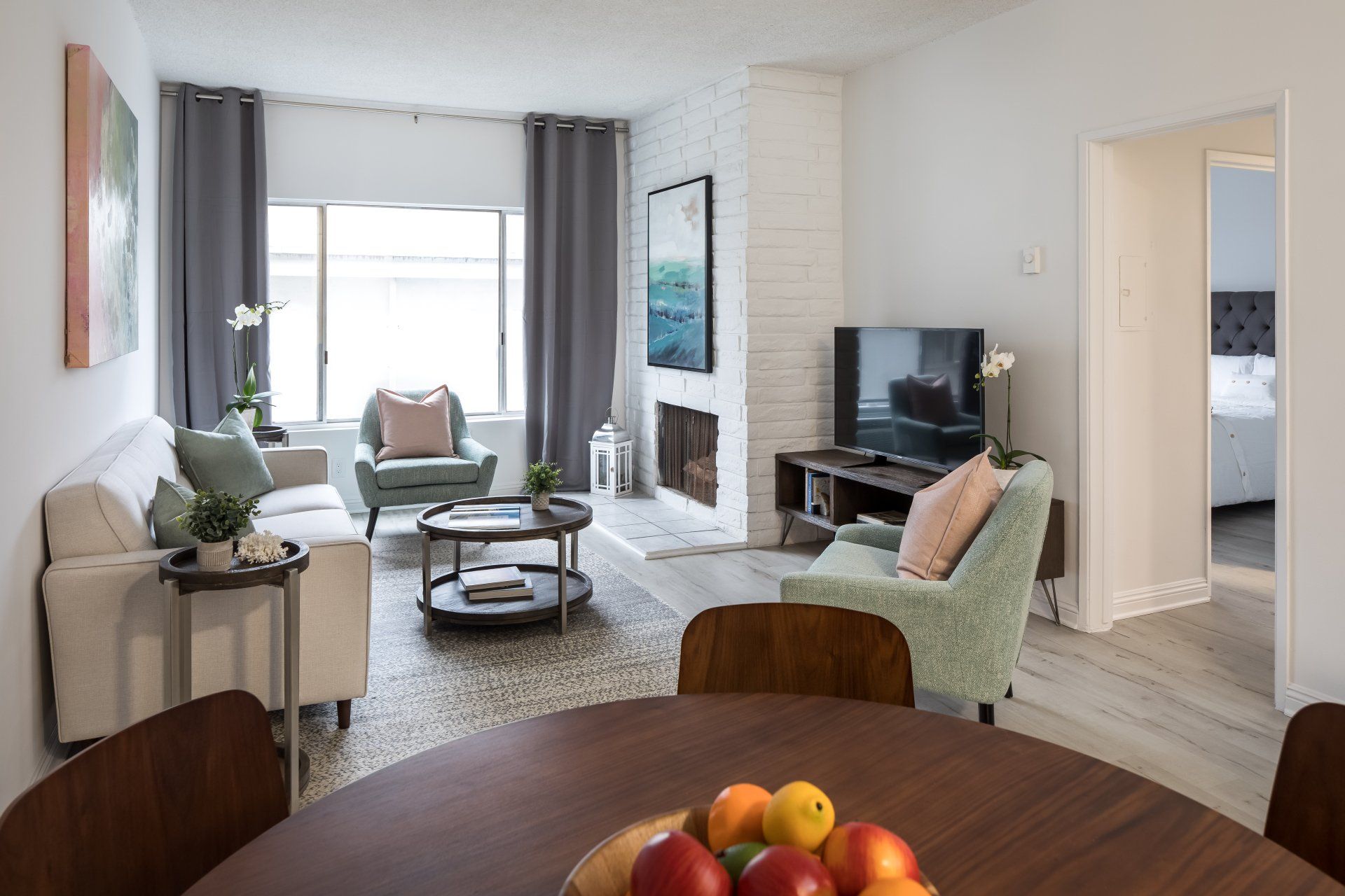 living room and tv