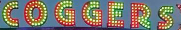 A colorful sign that says cogers is lit up