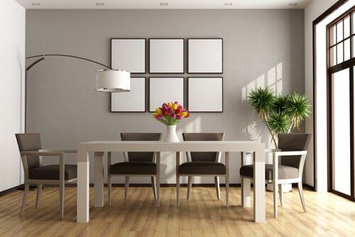 White table in a Wooden Floor — Area Rugs in Verona, PA