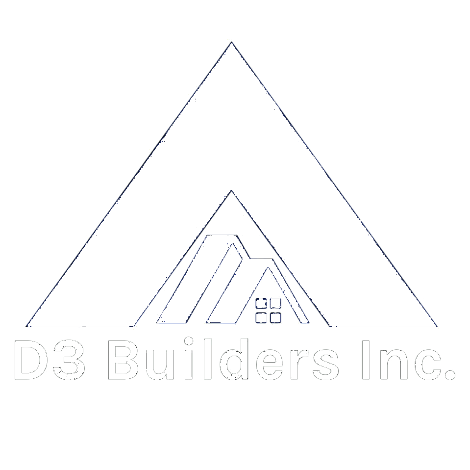 D3 Builders Inc. logo with stylized triangular roof outline and small house icon above the company name