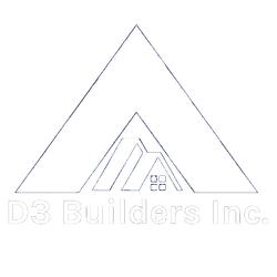 D3 Builders Inc. logo with stylized triangular roof outline and small house icon above the company name