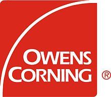 Owens Corning logo: white text on a red square with a white curved arc