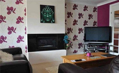 Contemporary built in to the wall fireplace