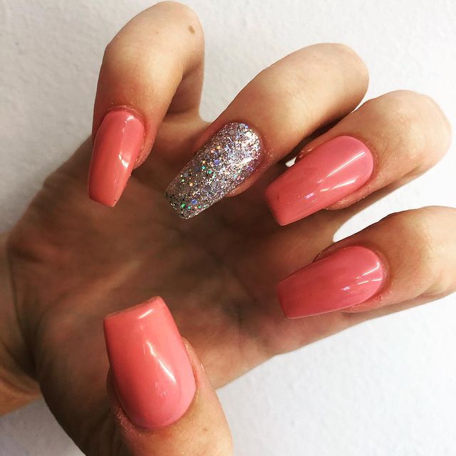 pink and silver acrylics