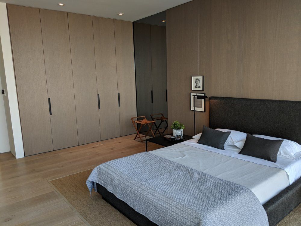 Custom craft cabinets used in bedroom.