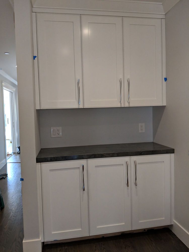Row of new kitchen cabinets