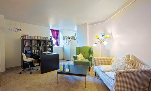 An example of a living area in a unit at the Stafford Apartments.