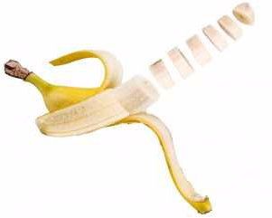 banana half cut into slices