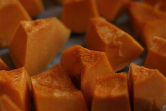 pumpkin pieces to give to Pomeranian