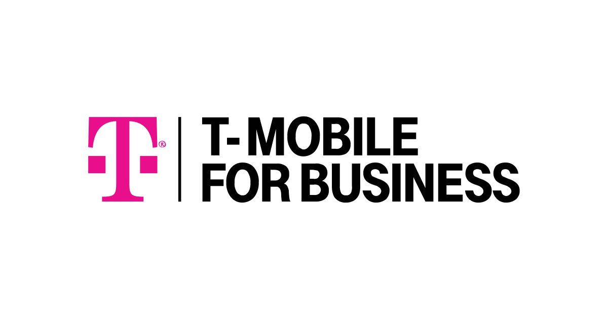 The t-mobile for business logo is pink and black on a white background.