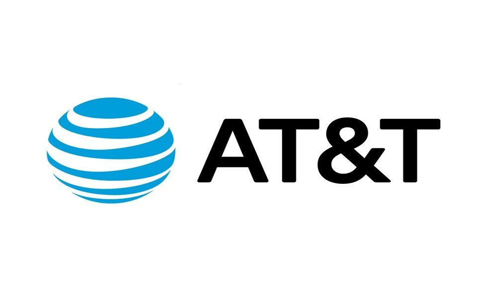 The at & t logo is on a white background.