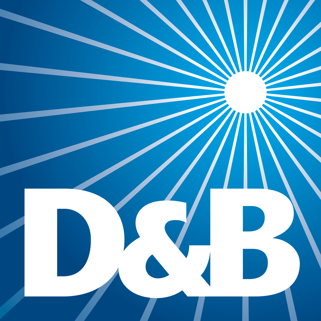 A logo for d & b with a blue background