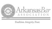 Arkansas Bar Association The logo for the arkansas bar association is black and white.