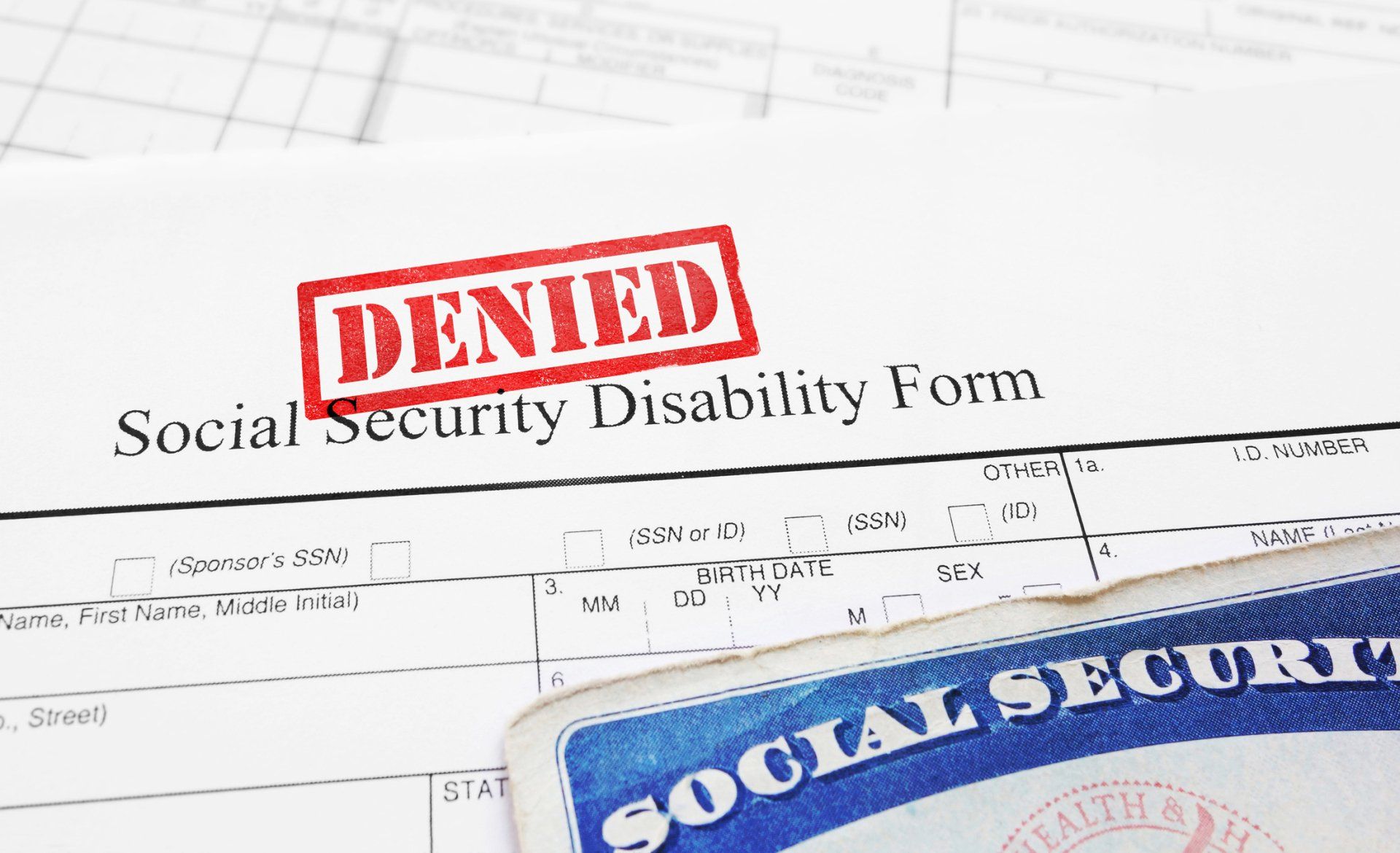A social security disability form that has been denied