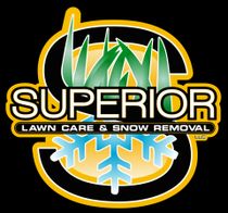 A logo for superior lawn care and snow removal