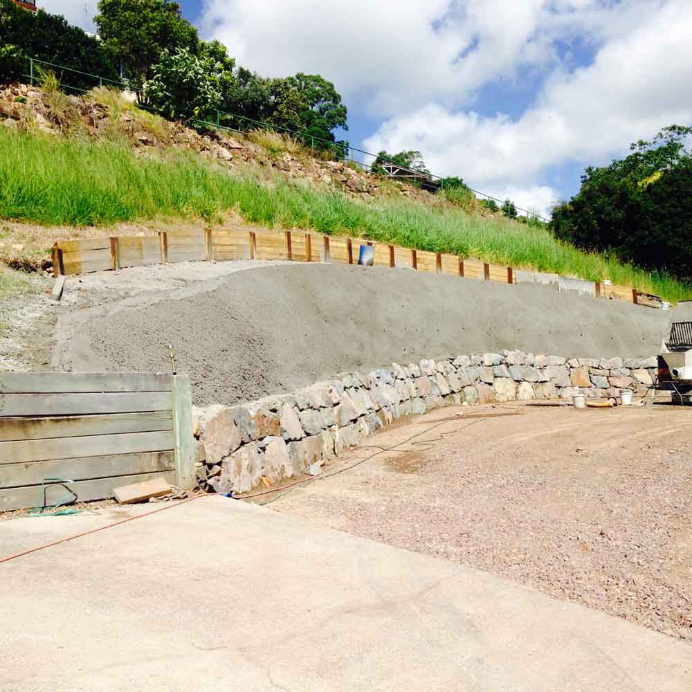 large retaining concrete wall