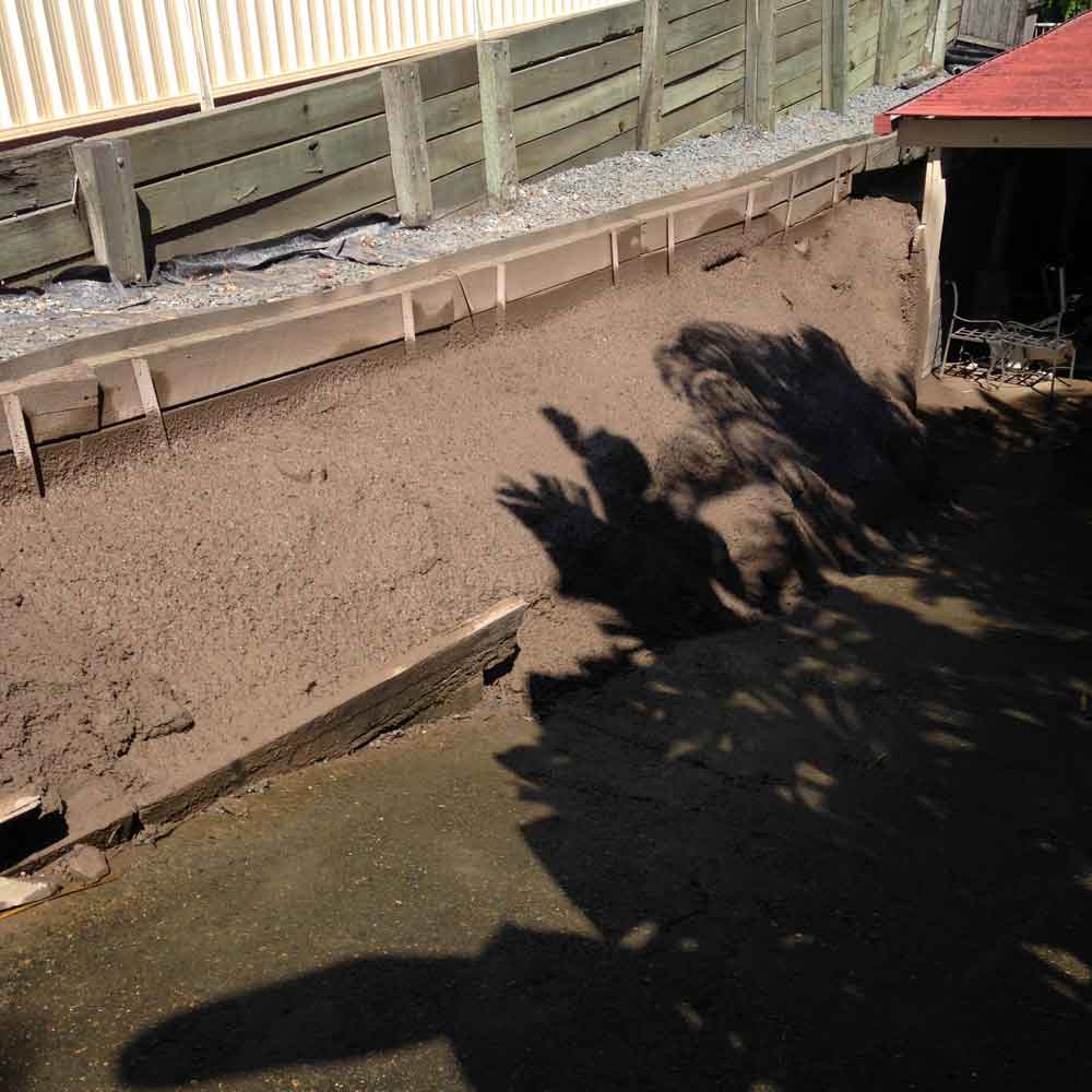 downhill retaining wall