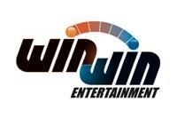 Win Win Entertainment logo: Black and blue stylized text with a colorful curved graphic above.
