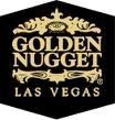 Golden Nugget Las Vegas logo, gold text on black hexagonal background.