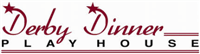 Logo for Derby Dinner Playhouse. Text in burgundy, with two stars. 