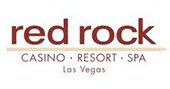 Red Rock Casino Resort Spa logo, maroon text on white background, Las Vegas.