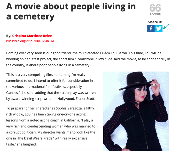 A movie about people living in a cemetery is being released