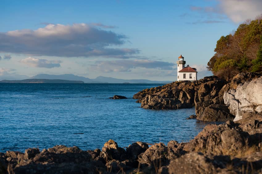 rocky coast with lighthouse
