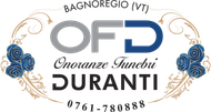 Logo per l'impresa di pompe funebri Duranti di Bagnoregio, Italia. Presenta le lettere