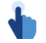 Finger tapping a light blue circle.