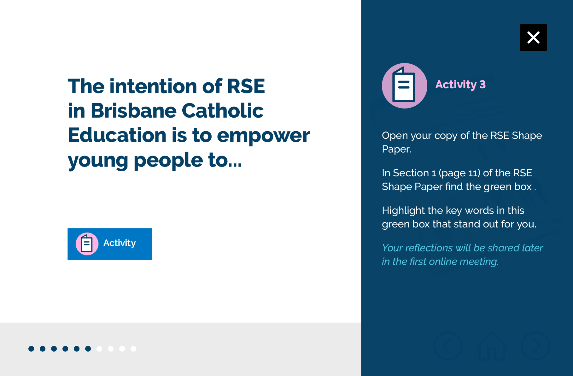 An online course showing the intention of RSE in Brisbane Catholic Education is to empower young people to...
