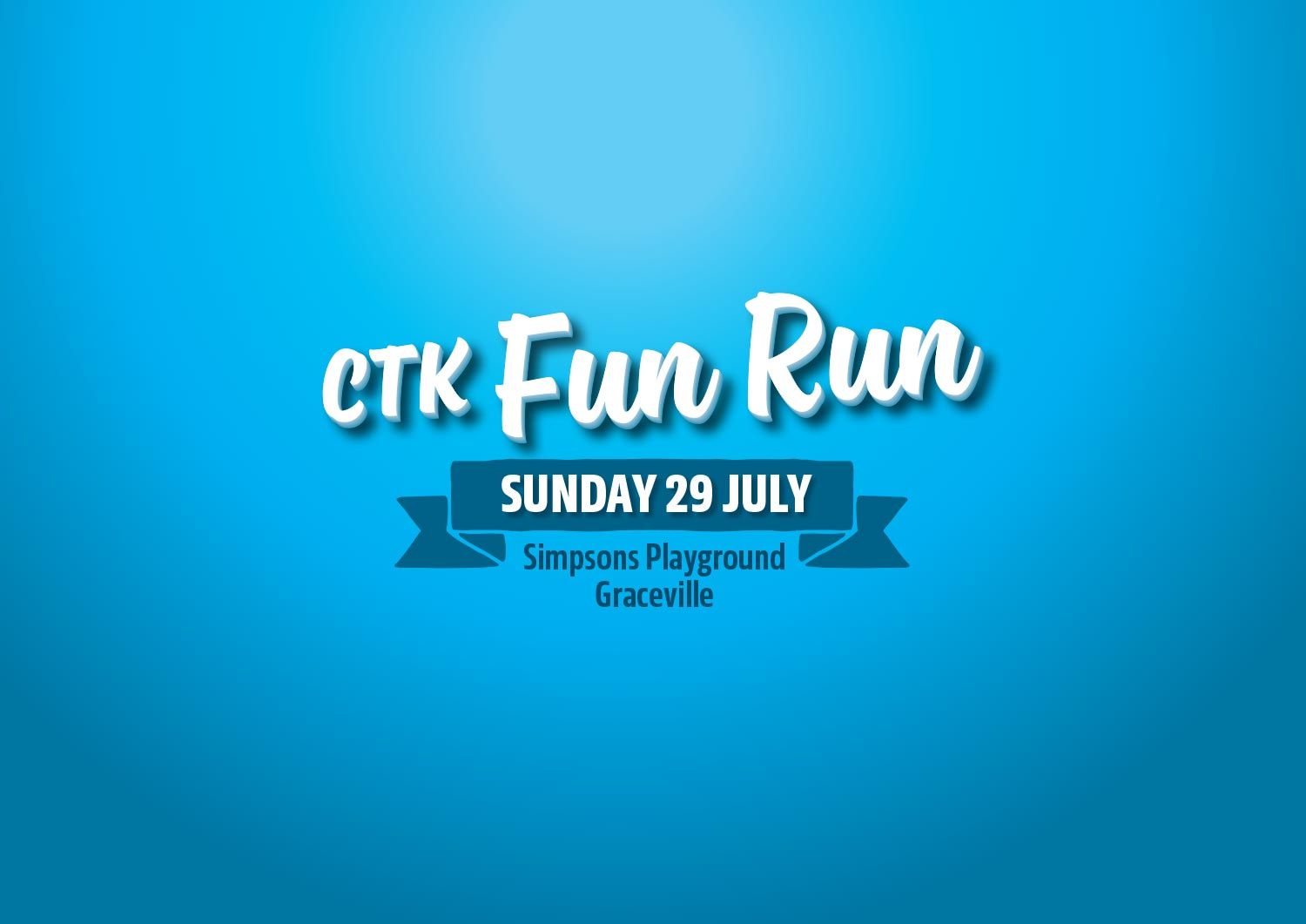 A blue background with the words CTK Fun Run on it