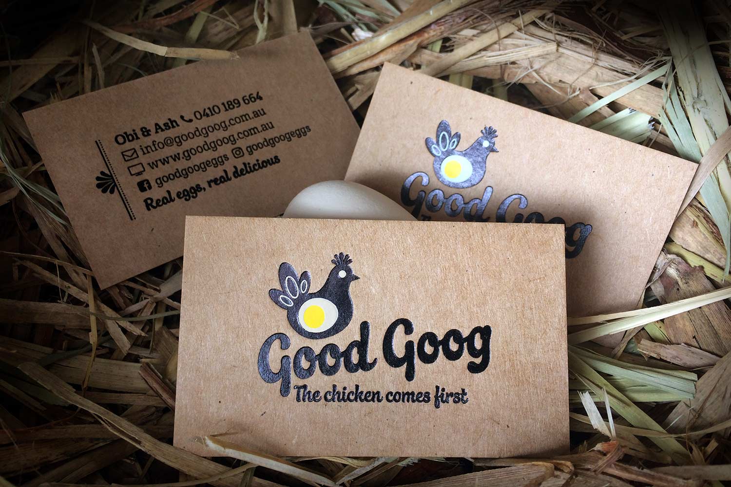 Three business cards for Good Goog