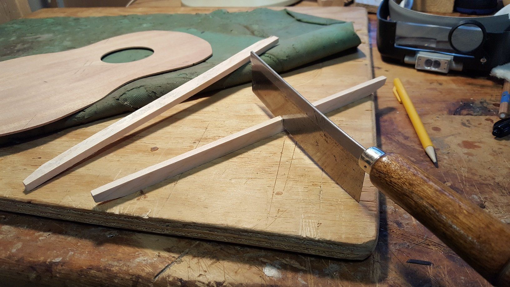 cutting x-brace for ukulele