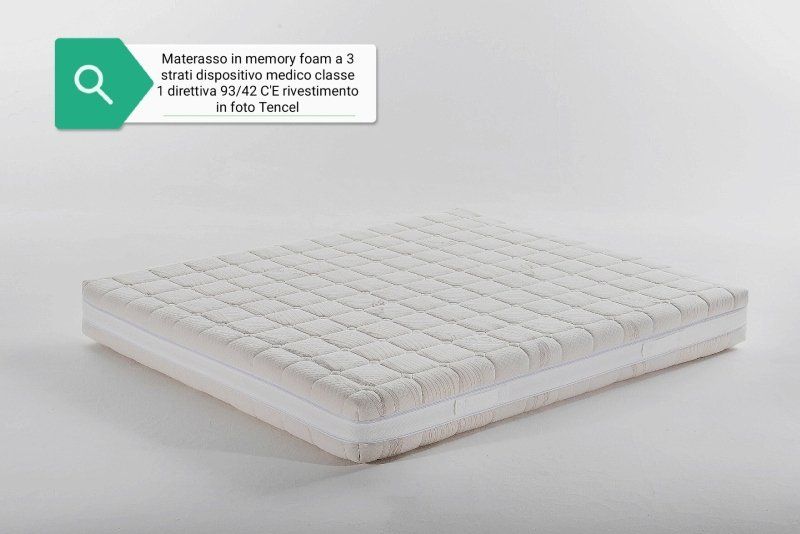 materasso in memory foam con rivestimento Tencel