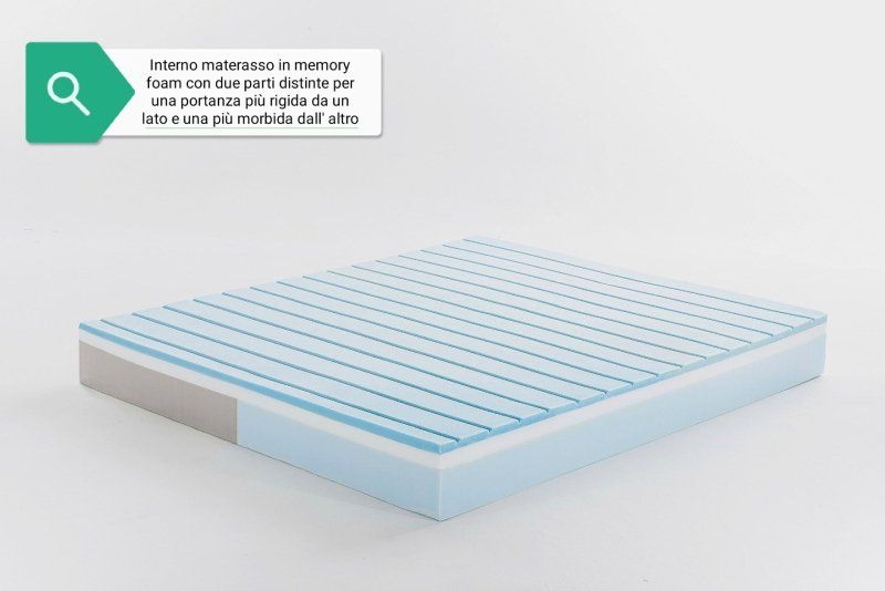 materasso in memory foam con due parti distinte
