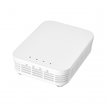 White router with four indicator lights and air vents.