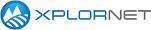 Xplornet logo, blue and white.